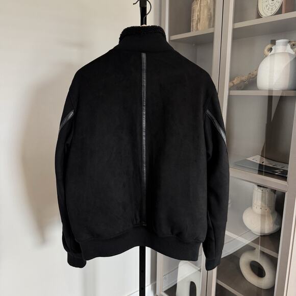 Robert Graham Vegan Suede Insulated Zip Up Black Bomber Jacket Medium NEW Sherpa - Picture 4 of 7